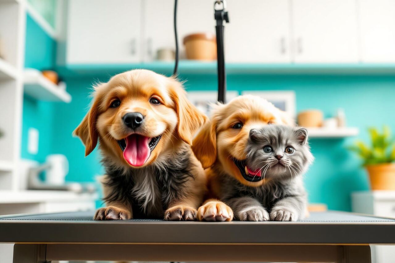 Cachorro e gato atendidos no Univet Pet Center em Presidente Prudente